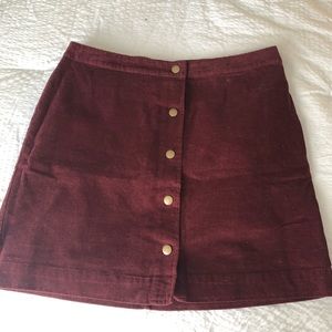 Old Navy Maroon Cord Button Down Skirt